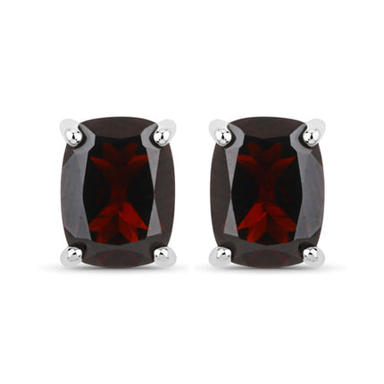 18K White Gold Plated 3.50 Carat Genuine Garnet .925 Sterling Silver Earrings
