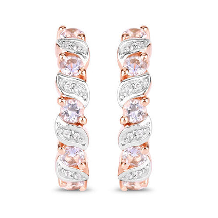 0.98 Carat Genuine Morganite and White Topaz .925 Sterling Silver Earrings