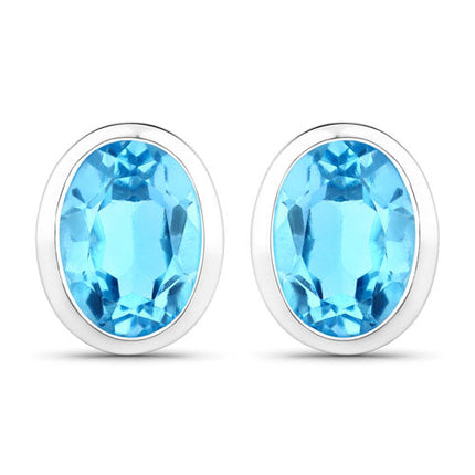 4.00 Carat Genuine Swiss Blue Topaz .925 Sterling Silver Earrings