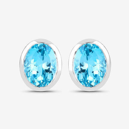 4.00 Carat Genuine Swiss Blue Topaz .925 Sterling Silver Earrings