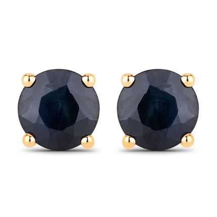 1.70 Carat Genuine Blue Sapphire 10K Yellow Gold Earrings