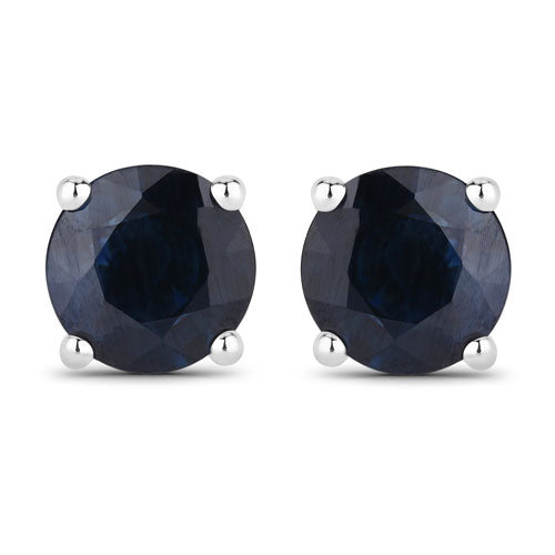 1.70 Carat Genuine Blue Sapphire 14K White Gold Earrings