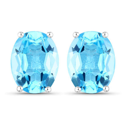 4.00 Carat Genuine Swiss Blue Topaz .925 Sterling Silver Earrings