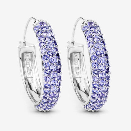 3.06 Carat Genuine Tanzanite .925 Sterling Silver Earrings