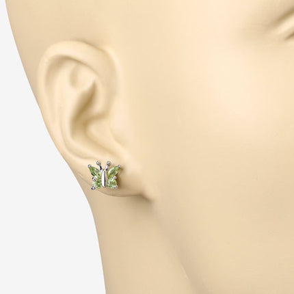 1.00 Carat Genuine Peridot .925 Sterling Silver Earrings