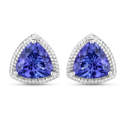 4.24 Carat Genuine Tanzanite 14K White Gold Earrings