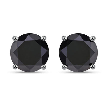 3.48 Carat Genuine Black Diamond 14K White Gold Earrings