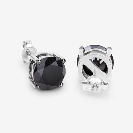 4.25 Carat Genuine Black Diamond 14K White Gold Earrings