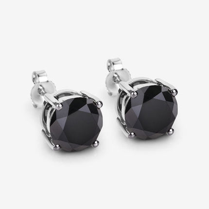 3.48 Carat Genuine Black Diamond 14K White Gold Earrings
