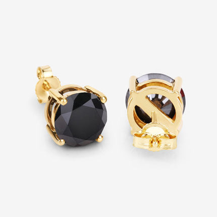 4.30 Carat Genuine Black Diamond 14K Yellow Gold Earrings