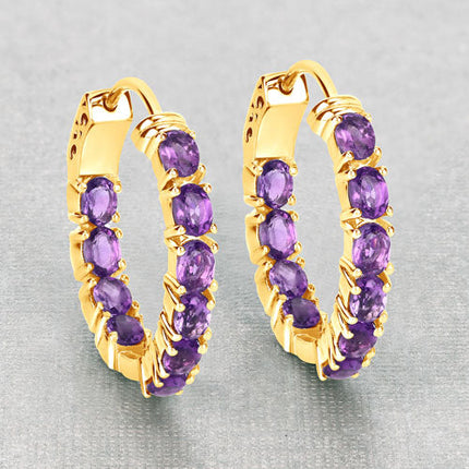 3.20 Carat Genuine Amethyst .925 Sterling Silver Earrings
