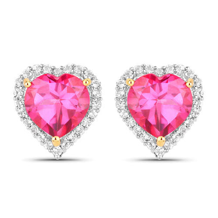 5.04 Carat Genuine Pink Topaz and White Topaz .925 Sterling Silver Earrings