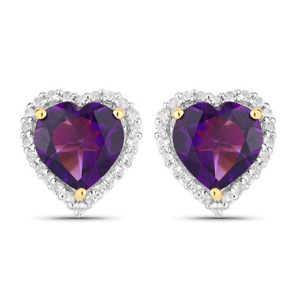 3.48 Carat Genuine Amethyst and White Topaz .925 Sterling Silver Earrings