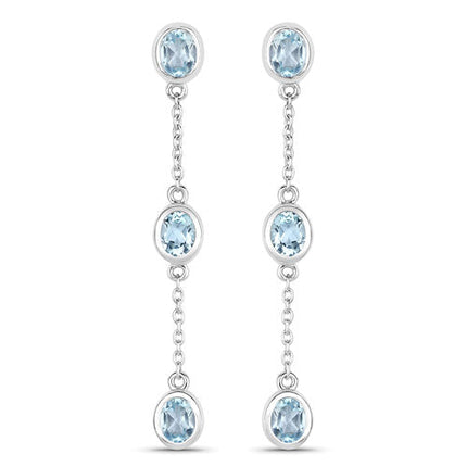 2.16 Carat Genuine Blue Topaz .925 Sterling Silver Earrings