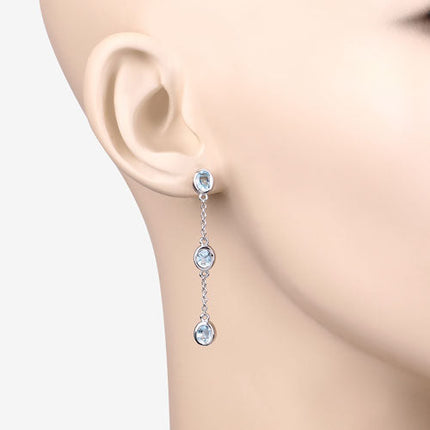 2.16 Carat Genuine Blue Topaz .925 Sterling Silver Earrings