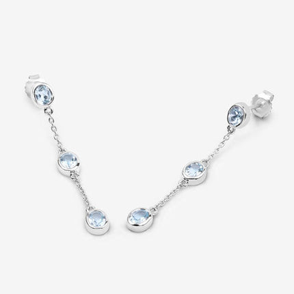 2.16 Carat Genuine Blue Topaz .925 Sterling Silver Earrings