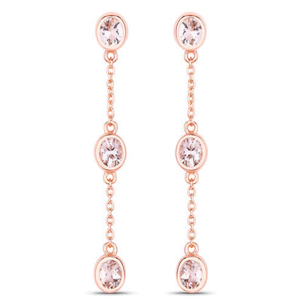 1.62 Carat Genuine Morganite .925 Sterling Silver Earrings