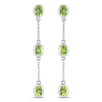 2.10 Carat Genuine Peridot .925 Sterling Silver Earrings