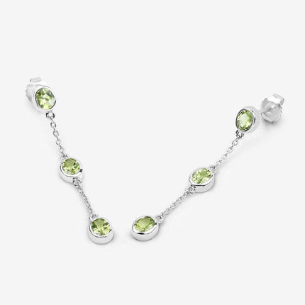 2.10 Carat Genuine Peridot .925 Sterling Silver Earrings
