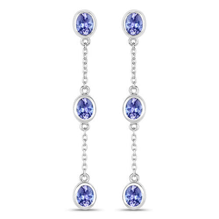 1.98 Carat Genuine Tanzanite .925 Sterling Silver Earrings