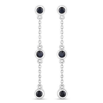 0.66 Carat Genuine Blue Sapphire .925 Sterling Silver Earrings