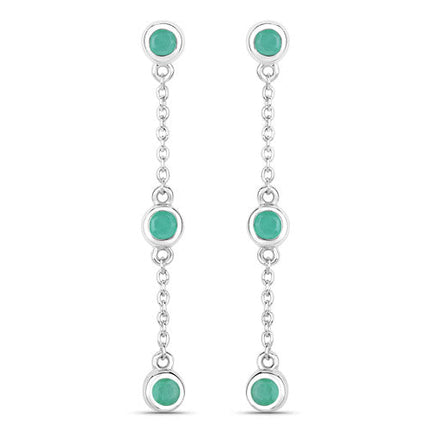 0.60 Carat Genuine Emerald .925 Sterling Silver Earrings