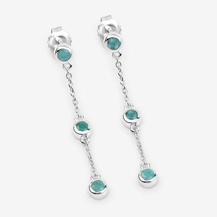 0.60 Carat Genuine Emerald .925 Sterling Silver Earrings