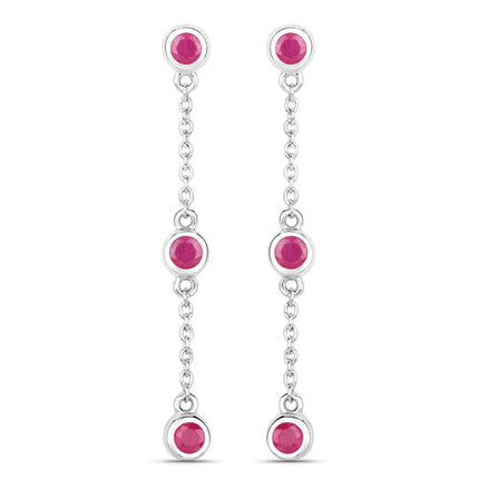 0.78 Carat Genuine Ruby .925 Sterling Silver Earrings