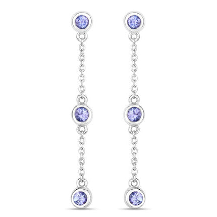 0.60 Carat Genuine Tanzanite .925 Sterling Silver Earrings