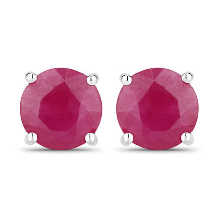 0.86 Carat Genuine Ruby 14K White Gold Earrings