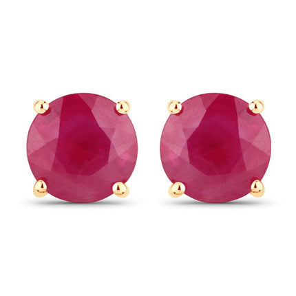 0.86 Carat Genuine Ruby 14K Yellow Gold Earrings