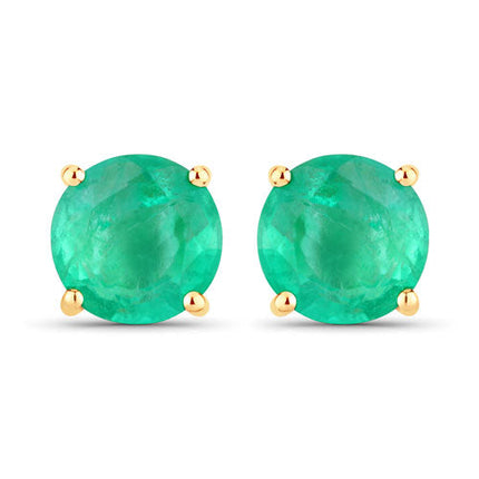 0.72 Carat Genuine Zambian Emerald 10K Yellow Gold Earrings