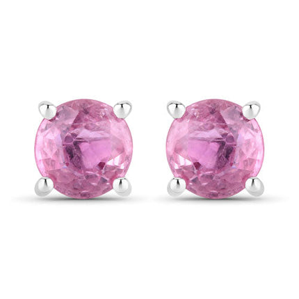 1.30 Carat Genuine Pink Sapphire 10K White Gold Earrings