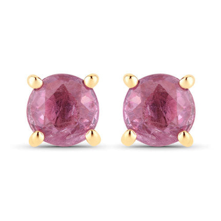 1.30 Carat Genuine Pink Sapphire 10K Yellow Gold Earrings