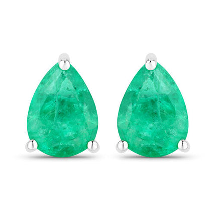 0.70 Carat Genuine Zambian Emerald 14K White Gold Earrings