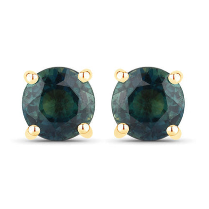 1.30 Carat Genuine Blue Sapphire 14K Yellow Gold Earrings
