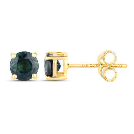 1.30 Carat Genuine Blue Sapphire 14K Yellow Gold Earrings