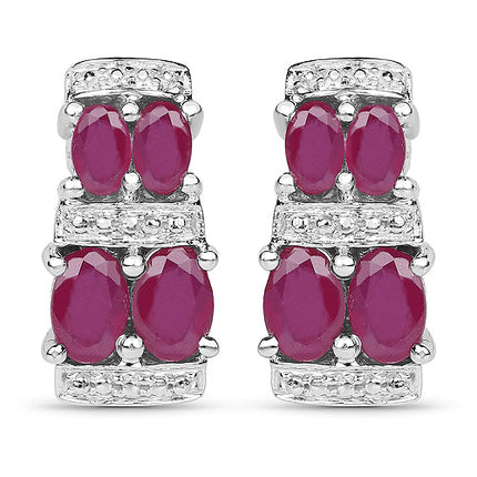 3.20 Carat Glass Filled Ruby .925 Sterling Silver Earrings