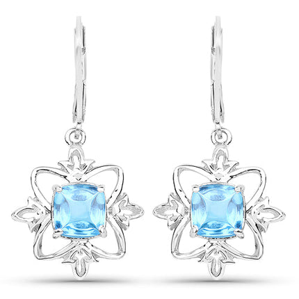 5.30 Carat Genuine Swiss Blue Topaz .925 Sterling Silver Earrings