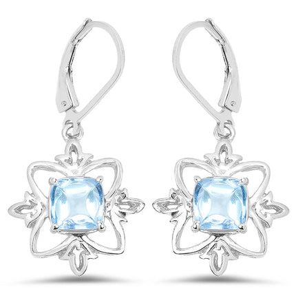 5.30 Carat Genuine Swiss Blue Topaz .925 Sterling Silver Earrings