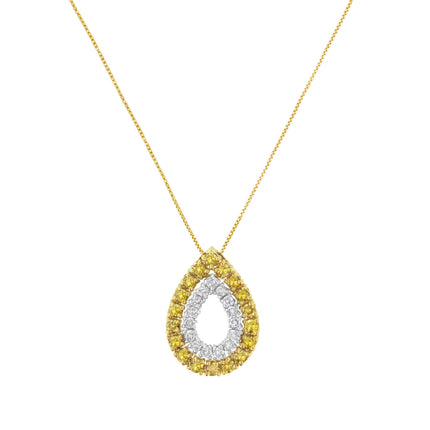 Yellow Gold Plated Sterling Silver Treated Yellow Diamond Pear Shape Pendant Necklace (1/2 cttw, Yellow Color, I2-I3 Clarity)