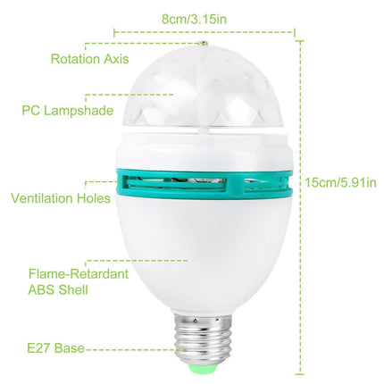 E27 3W Rotating RGB LED Light Bulb