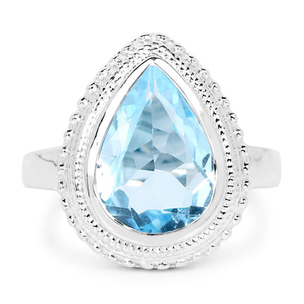 5.30 Carat Genuine Blue Topaz .925 Sterling Silver Ring