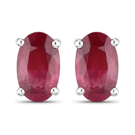0.54 Carat Genuine Ruby 14K White Gold Earrings