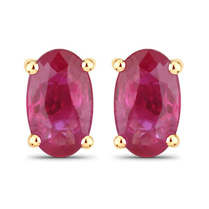 0.54 Carat Genuine Ruby 14K Yellow Gold Earrings