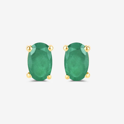 0.38 Carat Genuine Zambian Emerald 10K Yellow Gold Earrings