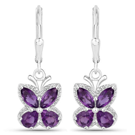 2.12 Carat Genuine Amethyst .925 Sterling Silver Earrings