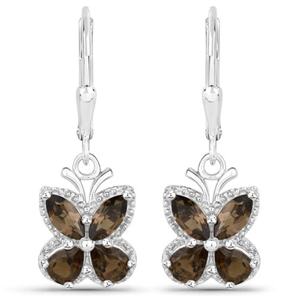 2.20 Carat Genuine Smoky Quartz .925 Sterling Silver Earrings
