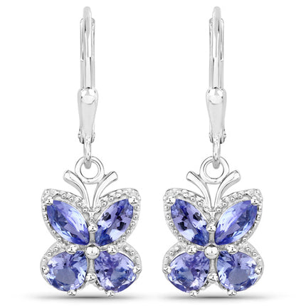 2.08 Carat Genuine Tanzanite .925 Sterling Silver Earrings