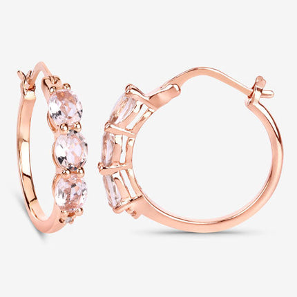 1.63 Carat Genuine Morganite and White Diamond .925 Sterling Silver Earrings